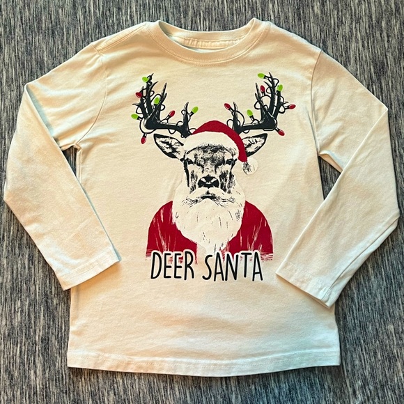🩵Deer Santa Holiday Time Longsleeve Tee - Size Youth XS (4-5) - Picture 1 of 5